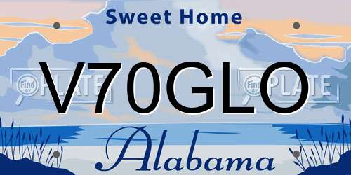 V70GLO Alabama License Plate