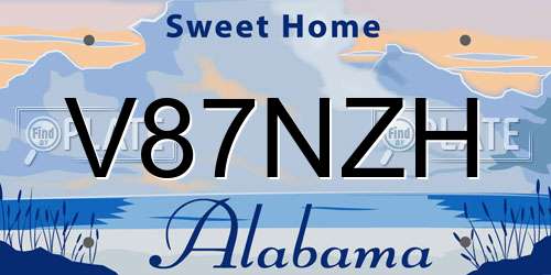 V87NZH Alabama License Plate