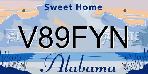 V89FYN Alabama License Plate