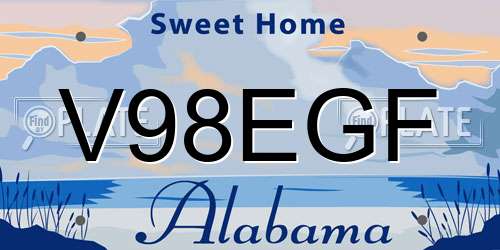 V98EGF Alabama License Plate