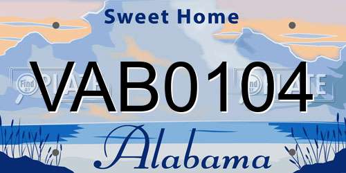 VAB0104 Alabama License Plate