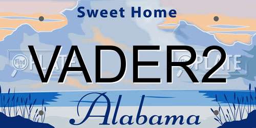 VADER2 Alabama License Plate