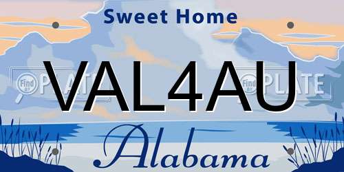 VAL4AU Alabama License Plate