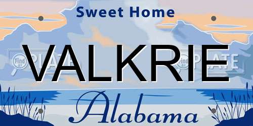 VALKRIE Alabama License Plate