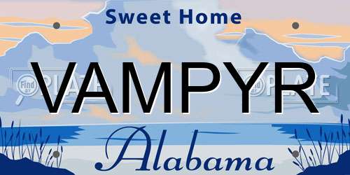 VAMPYR Alabama License Plate