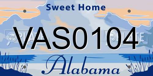 VAS0104 Alabama License Plate