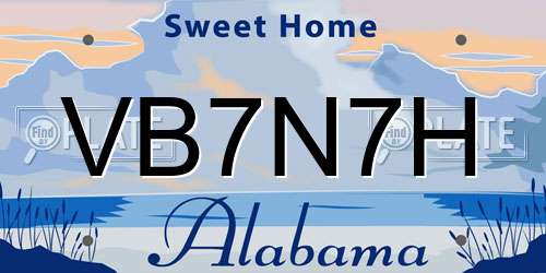 VB7N7H Alabama License Plate