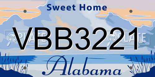 VBB3221 Alabama License Plate