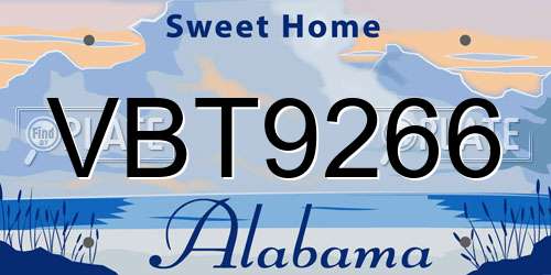 VBT9266 Alabama License Plate
