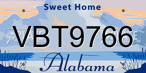 VBT9766 Alabama License Plate