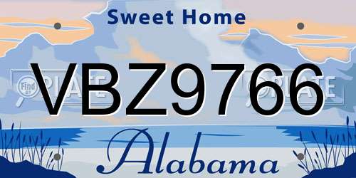 VBZ9766 Alabama License Plate