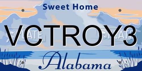 VCTROY3 Alabama License Plate