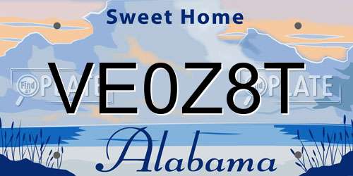 VE0Z8T Alabama License Plate