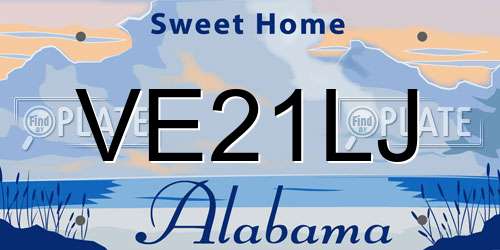 VE21LJ Alabama License Plate