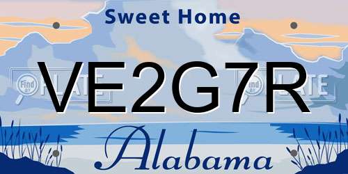 VE2G7R Alabama License Plate