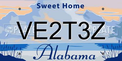 VE2T3Z Alabama License Plate