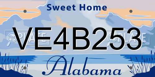 VE4B253 Alabama License Plate