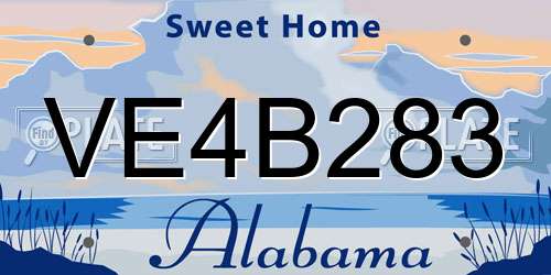 VE4B283 Alabama License Plate