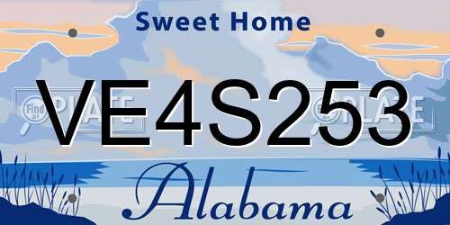 VE4S253 Alabama License Plate