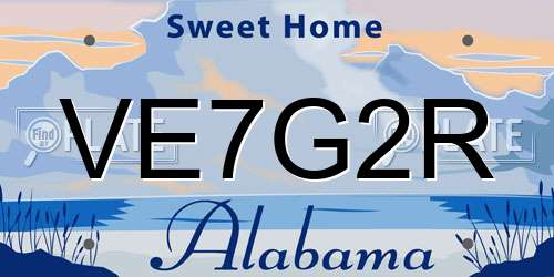 VE7G2R Alabama License Plate