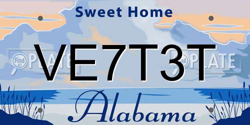 VE7T3T Alabama License Plate