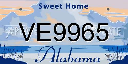 VE9965 Alabama License Plate