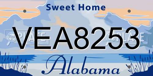 VEA8253 Alabama License Plate