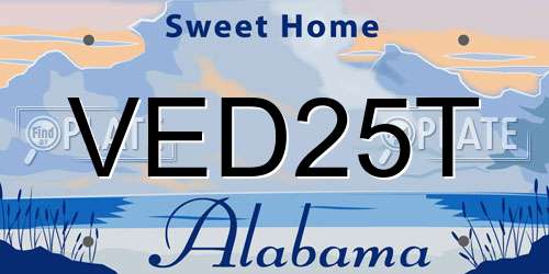 VED25T Alabama License Plate