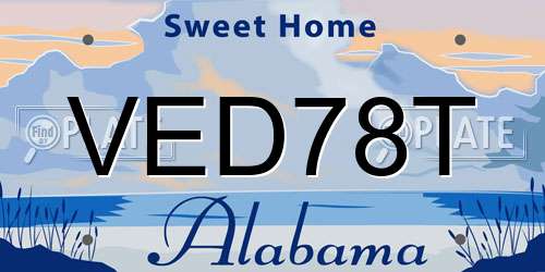 VED78T Alabama License Plate