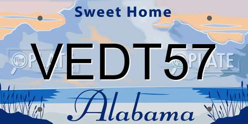 VEDT57 Alabama License Plate