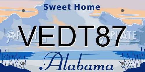 VEDT87 Alabama License Plate
