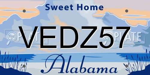 VEDZ57 Alabama License Plate