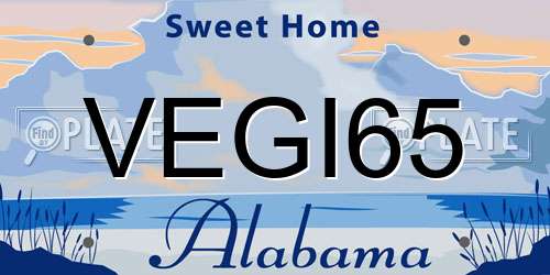 VEGI65 Alabama License Plate