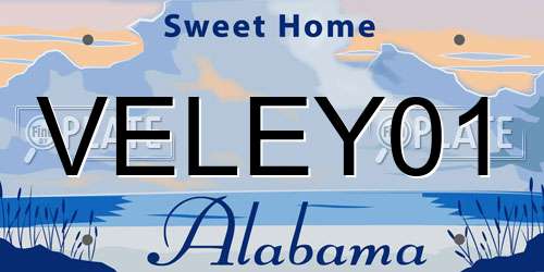 VELEY01 Alabama License Plate