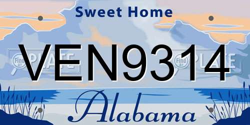 VEN9314 Alabama License Plate