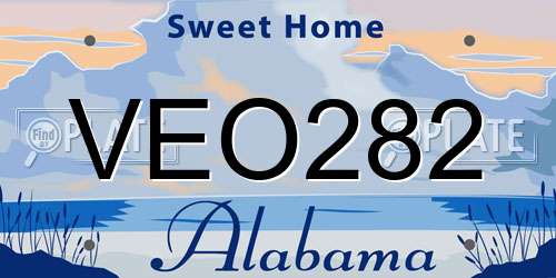 VEO282 Alabama License Plate