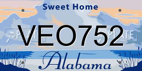 VEO752 Alabama License Plate