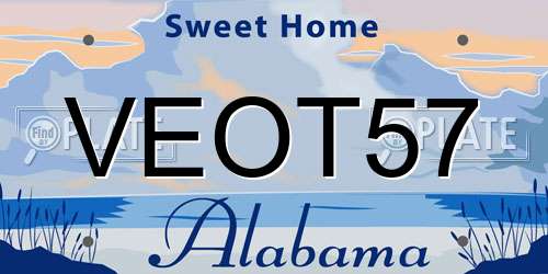 VEOT57 Alabama License Plate