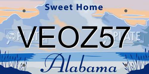 VEOZ57 Alabama License Plate
