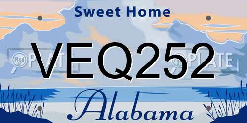 VEQ252 Alabama License Plate