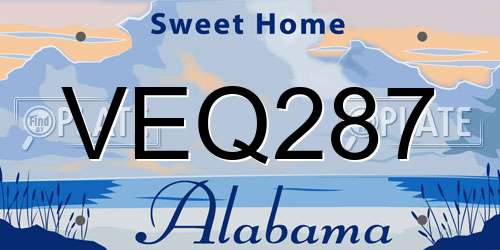 VEQ287 Alabama License Plate