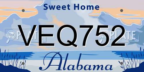 VEQ752 Alabama License Plate