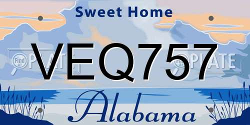 VEQ757 Alabama License Plate