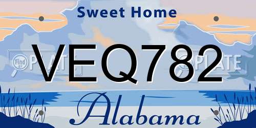 VEQ782 Alabama License Plate