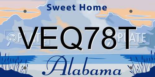 VEQ78T Alabama License Plate