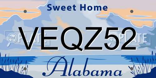 VEQZ52 Alabama License Plate