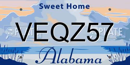 VEQZ57 Alabama License Plate