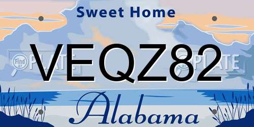 VEQZ82 Alabama License Plate