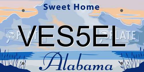 VES5EL Alabama License Plate