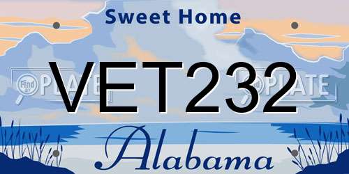 VET232 Alabama License Plate